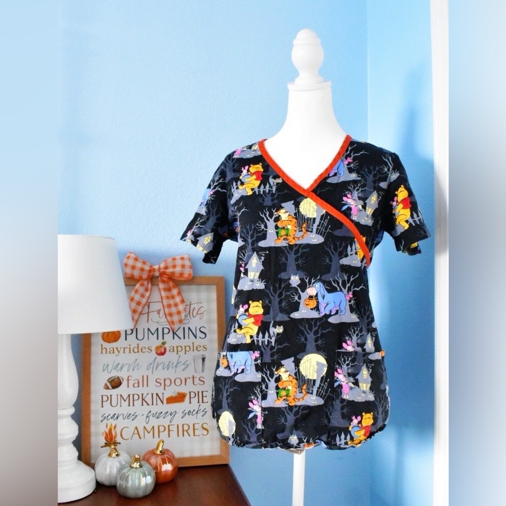 Winnie the Pooh Halloween scrub shirt